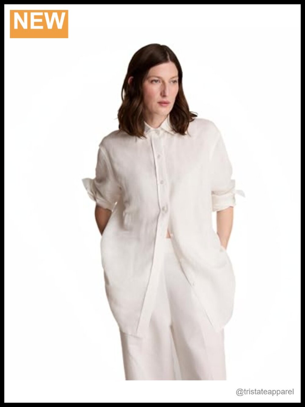 Kenneth Cole New York Linen Boyfriend Button Front Shirt